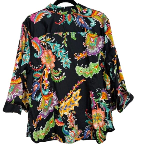 Lauren‎ Ralph Lauren Colorful Paisley Floral Shirt 3/4 Sleeve Size 2X Worn Once - Picture 5 of 7
